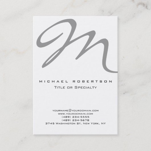 Graue Monogram White Unique Design Business Card Visitenkarte (Vorderseite)