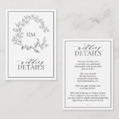 Graue Monogramm-Hochzeitskarte Begleitkarte (Vorne/Hinten)