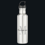 Graue Monogramm Initial und Name Personalisiert Edelstahlflasche<br><div class="desc">Graue Monogramm Initial und Name Personalisiert</div>