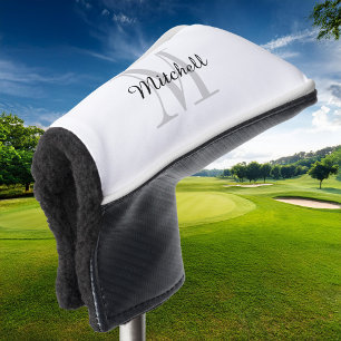 Graue Monogramm Initial und Name Personalisiert Golf Headcover