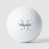 Graue Monogramm Initial und Name Personalisiert Golfball (Vorderseite)