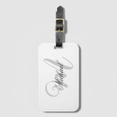 Graue Monogramm Minimalistisch Schlicht Gepäckanhänger (Vorderseite Vertikal)