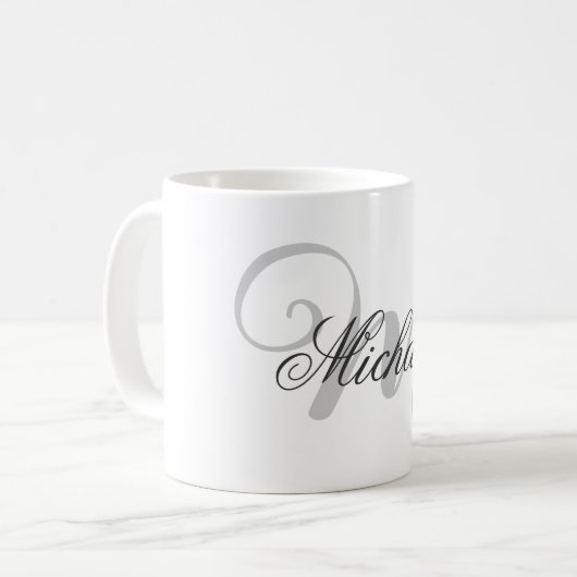 Graue Monogramm Minimalistische Schlichte Chic Kaffeetasse (Vorderseite Links)