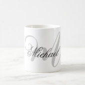 Graue Monogramm Minimalistische Schlichte Chic Kaffeetasse (Mittel)