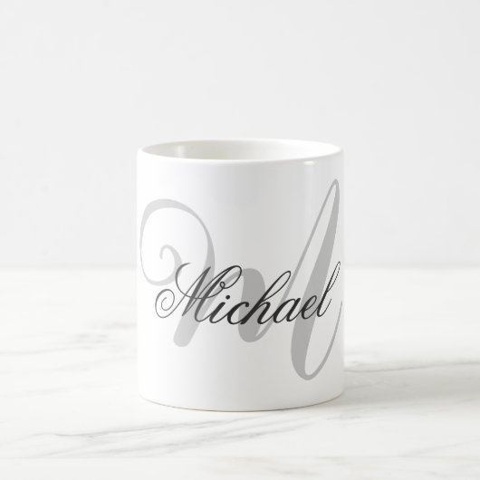 Graue Monogramm Minimalistische Schlichte Chic Kaffeetasse (Mittel)