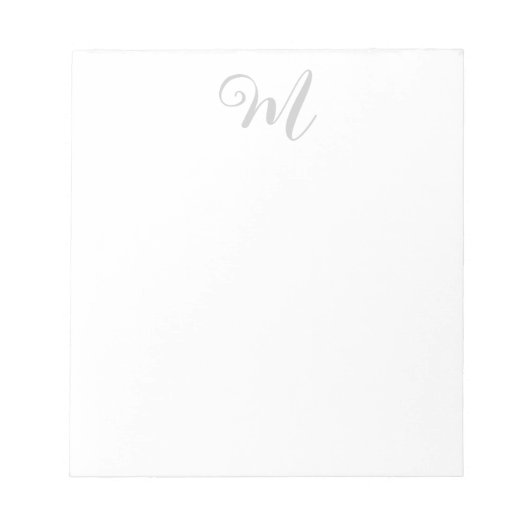 Graue Monogramm Minimalistische Schlichte Chic Notizblock (Vorderseite)