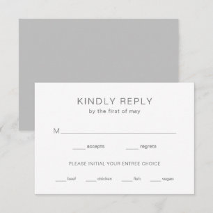 Graue Monogramm-Moderne Hochzeit RSVP Karte