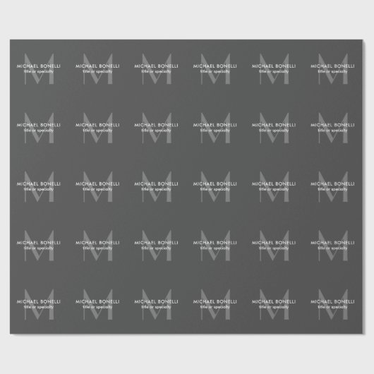 Graue Monogramm Moderne Minimalistische Vorlage Geschenkpapier (Flach)