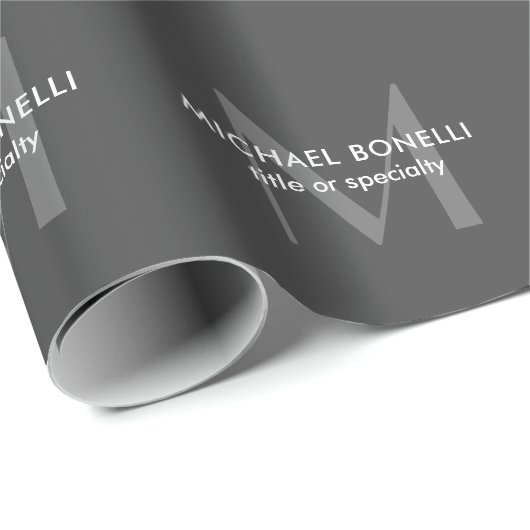 Graue Monogramm Moderne Minimalistische Vorlage Geschenkpapier (Rolleneckpunkt)