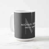 Graue Monogramm Moderne Minimalistische Vorlage Kaffeetasse (Vorderseite Links)