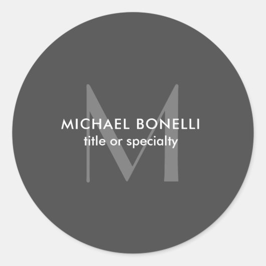 Graue Monogramm Moderne Minimalistische Vorlage Runder Aufkleber (Vorderseite)