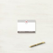 Graue Monogramm Personalisiert Post-it Klebezettel (Auf Schreibtisch)