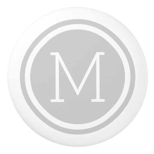 Graue Monogramm-Personalisierte Schublade Keramikknauf (Vorderseite)