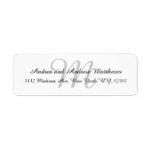 Graue Monogramm-Rücksendeadressen-Aufkleber für Ho (Vorne)