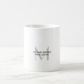 Graue Monogramm Schwarz-weiß Kaffeetasse (Mittel)