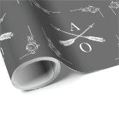 Graue Monogramm und Pfeile Geschenkpapier (Rolleneckpunkt)