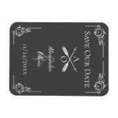 Graue Monogramm und Pfeile Save the Date Magnet (Horizontal)