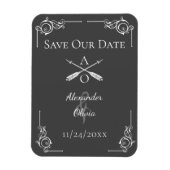Graue Monogramm und Pfeile Save the Date Magnet (Vertikal)