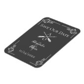 Graue Monogramm und Pfeile Save the Date Magnet (Linke Seite)