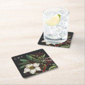 Graue Monogramme Moderne Weihnachtszeit Rose Rechteckiger Pappuntersetzer (Vor Ort)