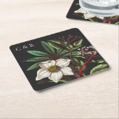 Graue Monogramme Moderne Weihnachtszeit Rose Rechteckiger Pappuntersetzer (angewinkelt)