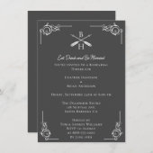 Graue Monogramme und Pfeile Probe Abendessen Einladung (Vorne/Hinten)