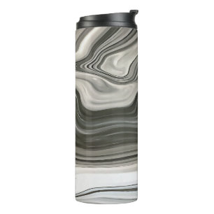 Graue monotone künstlerische Acryl-Pour-Abstraktio Thermosbecher