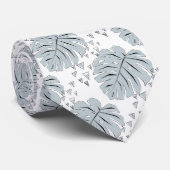 Graue Monstera-Blätter auf weiß Krawatte (Gerollt)