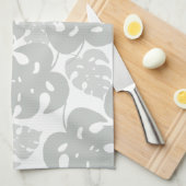 Graue Monstera-Blattmuster Geschirrtuch (Viertel Falte)