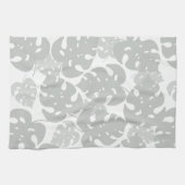 Graue Monstera-Blattmuster Geschirrtuch (Horizontal)