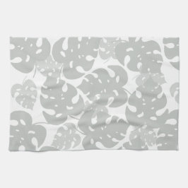Graue Monstera-Blattmuster Geschirrtuch