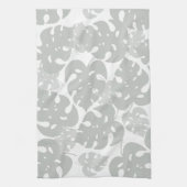 Graue Monstera-Blattmuster Geschirrtuch (Vertikal)