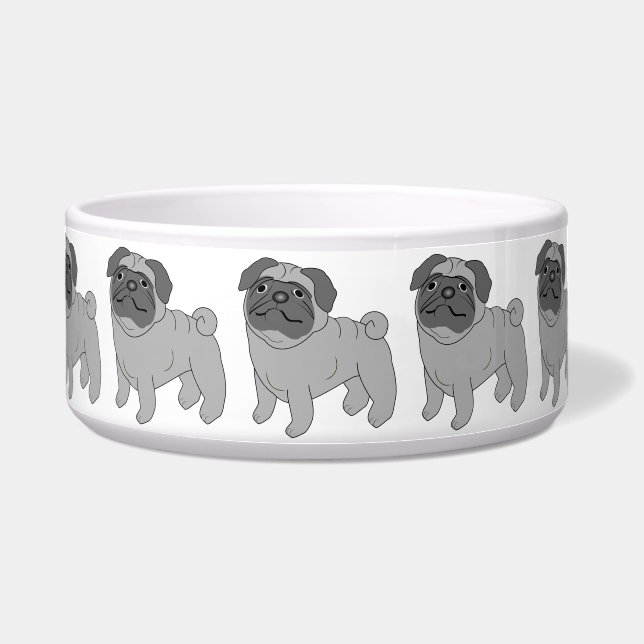 Graue Mops-Hundedesign Napf (Vorderseite)