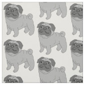 Graue Mops-Hundedesign Stoff (Muster)
