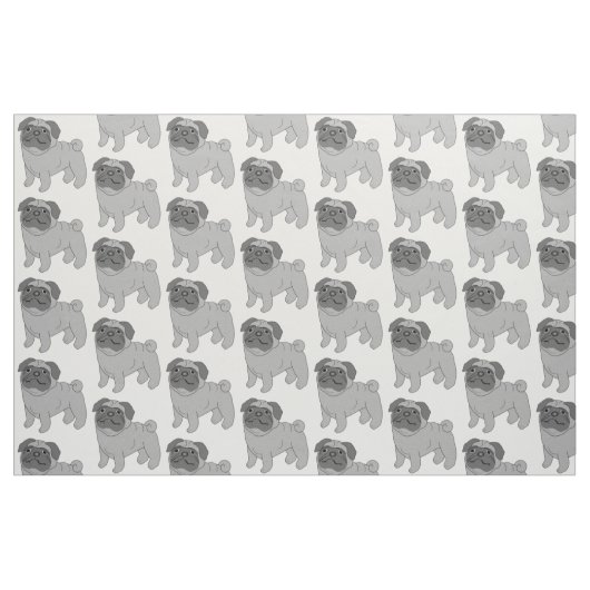 Graue Mops-Hundedesign Stoff (Fat Quarter (45,7 x 55,9 cm))