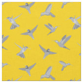 Graue Mustard Gold Hummingbird-Muster Stoff (Nahaufnahme)