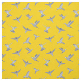Graue Mustard Gold Hummingbird-Muster Stoff