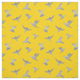 Graue Mustard Gold Hummingbird-Muster Stoff