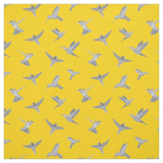 Graue Mustard Gold Hummingbird-Muster Stoff (Muster)