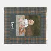Graue Muster Boy Name Custom Foto Kids Fleecedecke (Vorderseite (Horizontal))