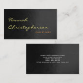 Graue Muster Chic Handwriting Hair Stylist Visitenkarte (Vorne/Hinten)