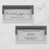 Graue Muster Makeup Artist Script Business Card Visitenkarte (Vorne/Hinten)