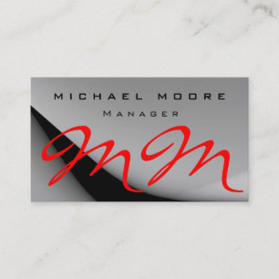 Graue Muster Red Monogram Business Card Visitenkarte