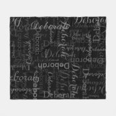 Graue Namen Girly Typografy Pattern Black Fleecedecke (Vorderseite (Horizontal))