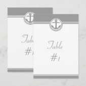 Graue Nautical Anchor-Empfang-Tischkarte Einladung (Vorne/Hinten)