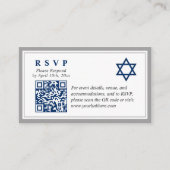 Graue Navy Blue Bar Mitzvah QR Code UAWG Budget Begleitkarte (Vorderseite)