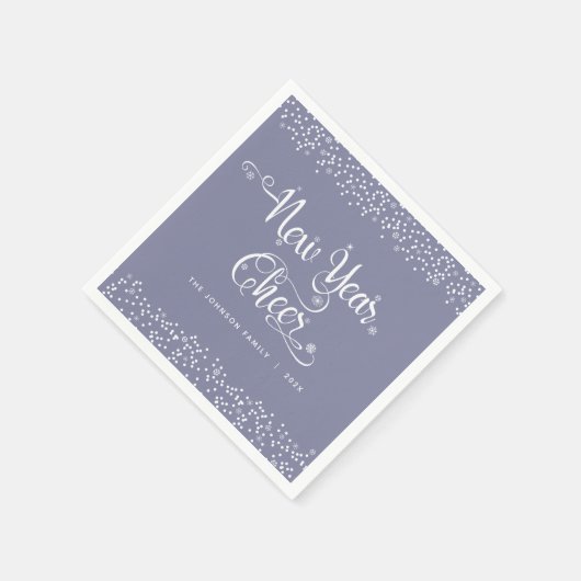 Graue Neujahrsschneeflocken mit Chic White Snowfla Serviette (Ecke)