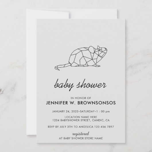 Graue, neutrale Sommerfalltiermäuse Einladung (Vorderseite)