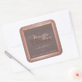 Graue Nobelverpackungsmarken Rose Gold Quadratischer Aufkleber (Umschlag)