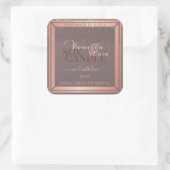 Graue Nobelverpackungsmarken Rose Gold Quadratischer Aufkleber (Tasche)
